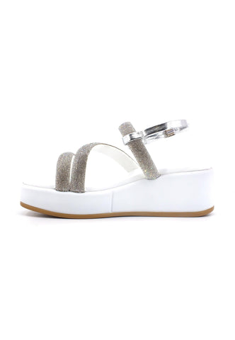 CAFENOIR Sandalo Zeppa Donna Argento Bianco HB9030 - Sandrini Calzature e Abbigliamento