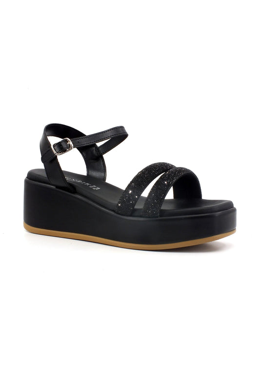 CAFENOIR Sandalo Zeppa Donna Nero HB9051 - Sandrini Calzature e Abbigliamento