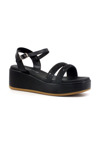 CAFENOIR Sandalo Zeppa Donna Nero HB9051 - Sandrini Calzature e Abbigliamento