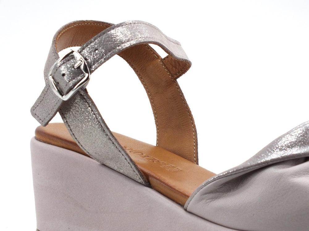 CAFENOIR Sandalo Zeppa Intreccio Laminato Pietra HB4260 - Sandrini Calzature e Abbigliamento