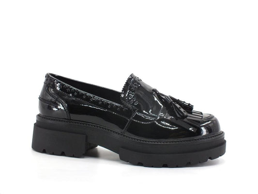CAFENOIR Scarpa Mocassino Vernice Frange Nero EC9210 - Sandrini Calzature e Abbigliamento