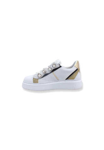 CAFENOIR Sneaker Glitter Perle Donna Bianco DE1620 - Sandrini Calzature e Abbigliamento
