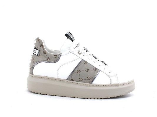 CAFENOIR Sneaker Platform Borchie Bianco Tortora DE1411 - Sandrini Calzature e Abbigliamento
