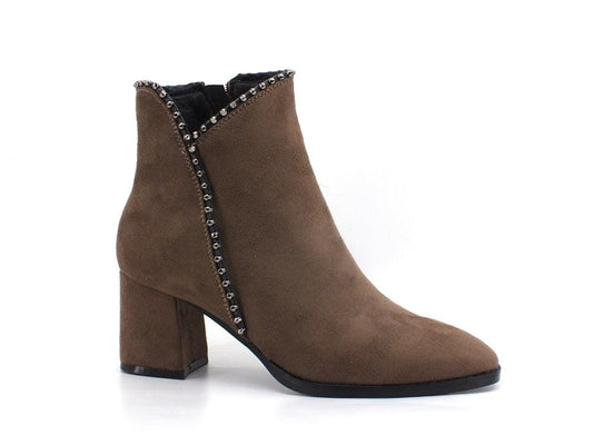 CAFENOIR Stivaletto Tronchetto Tacco Borchie Taupe HA9910 - Sandrini Calzature e Abbigliamento