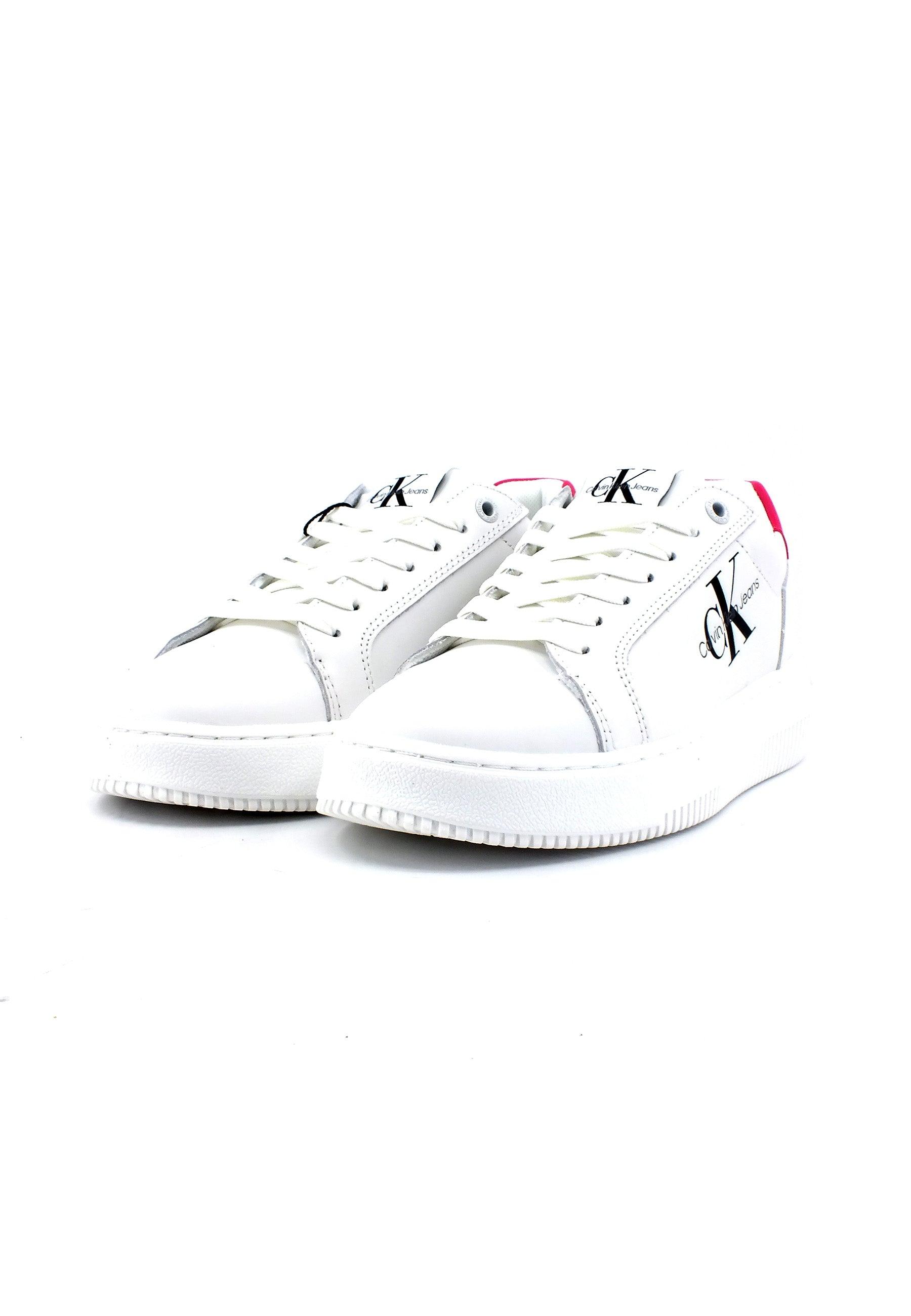 CALVIN KLEIN Chunky Cupsole Sneaker Donna White Raspberry Sorbet YW0YW00823 - Sandrini Calzature e Abbigliamento