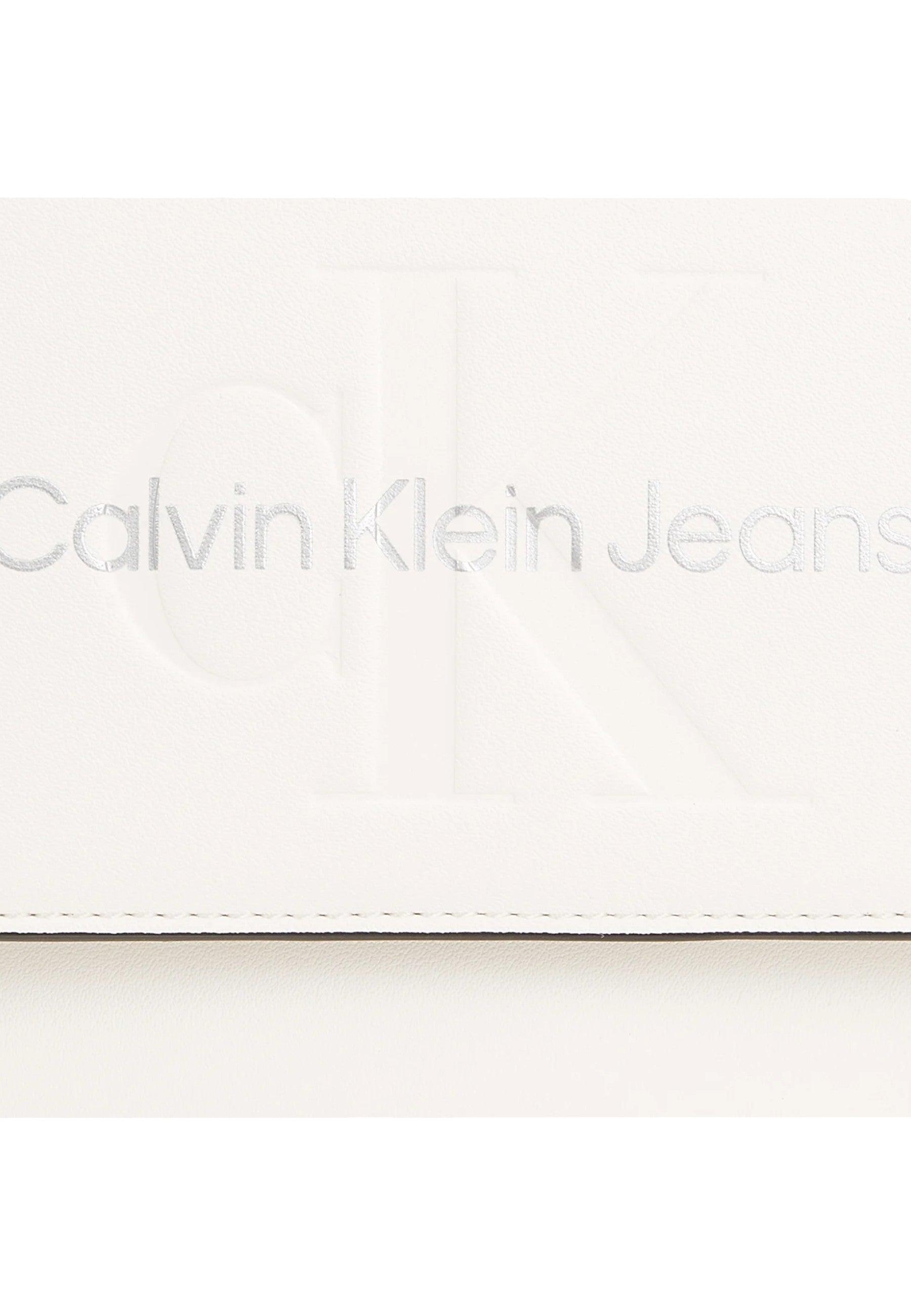 CALVIN KLEIN Mono 22 Logo Borsa Tracolla Donna White Silver K60K611223 - Sandrini Calzature e Abbigliamento