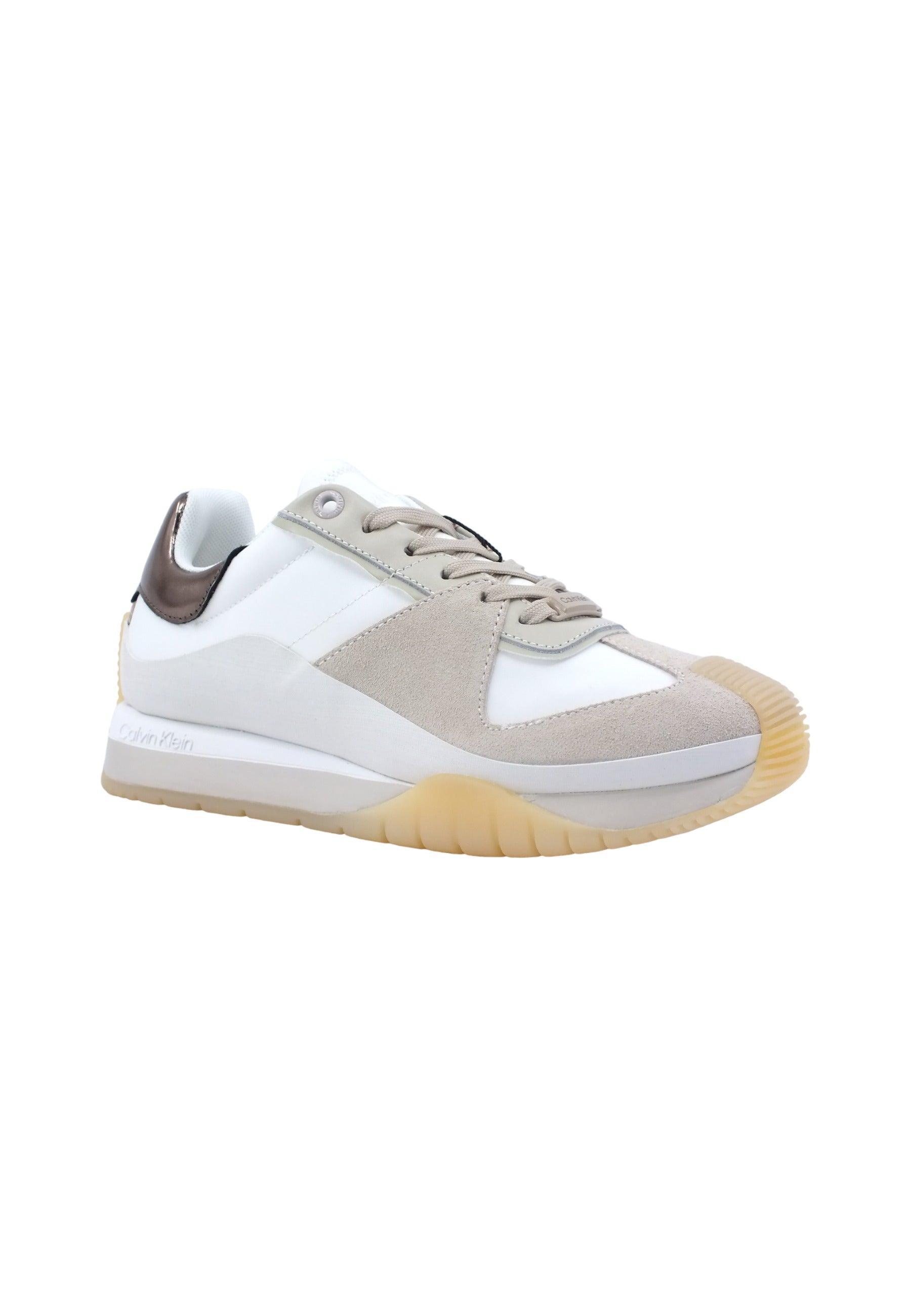 CALVIN KLEIN Origin Runner Lace Up Sneaker Donna Bright White Bronze HW0HW01879 - Sandrini Calzature e Abbigliamento