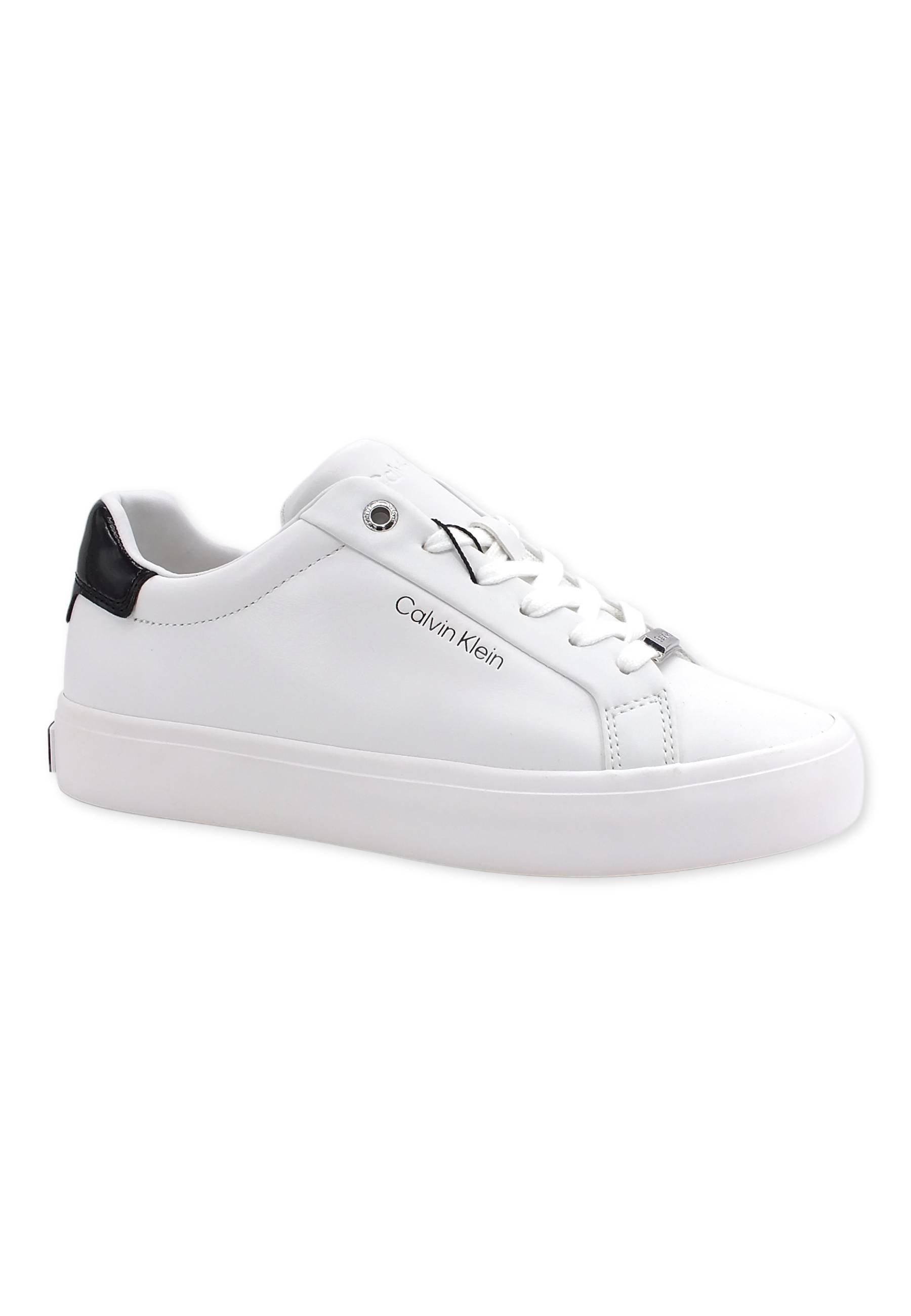 CALVIN KLEIN Vulc Lace Up Sneaker Donna White Black HW0HW00839 - Sandrini Calzature e Abbigliamento