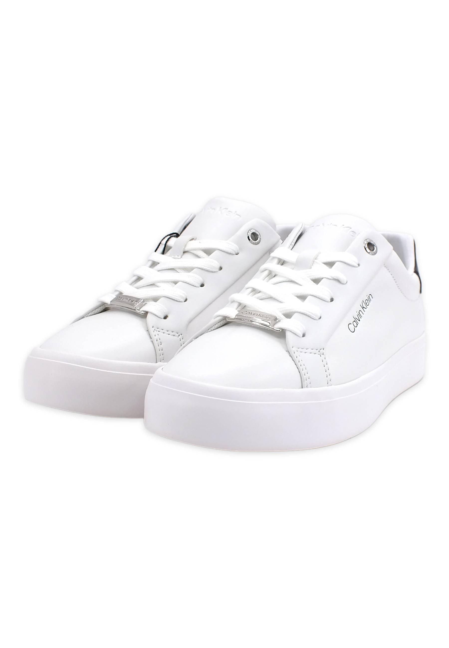 CALVIN KLEIN Vulc Lace Up Sneaker Donna White Black HW0HW00839 - Sandrini Calzature e Abbigliamento