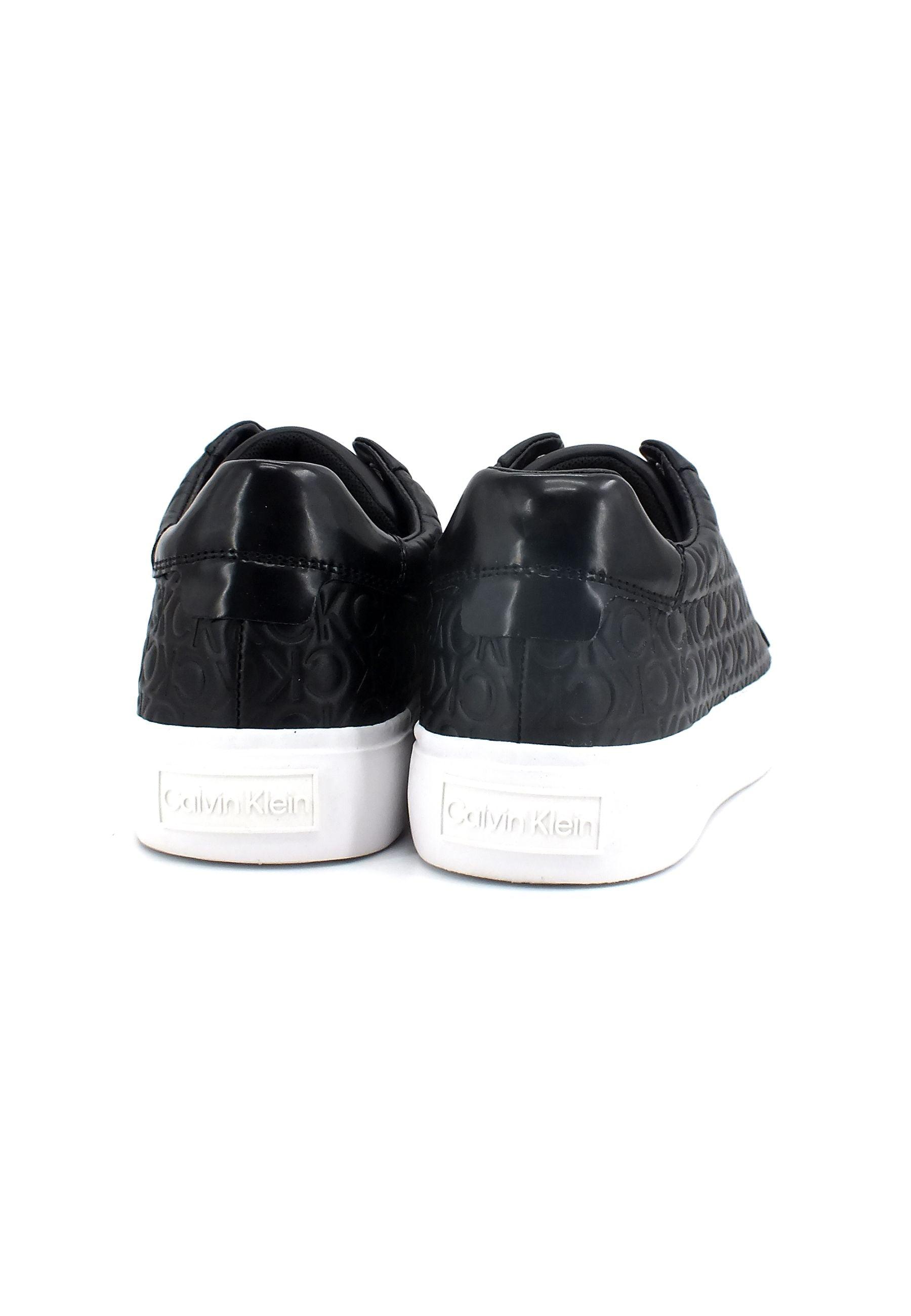 CALVIN KLEIN Vulc Monogram Mix Sneaker Donna Black Mono HW0HW01373 - Sandrini Calzature e Abbigliamento
