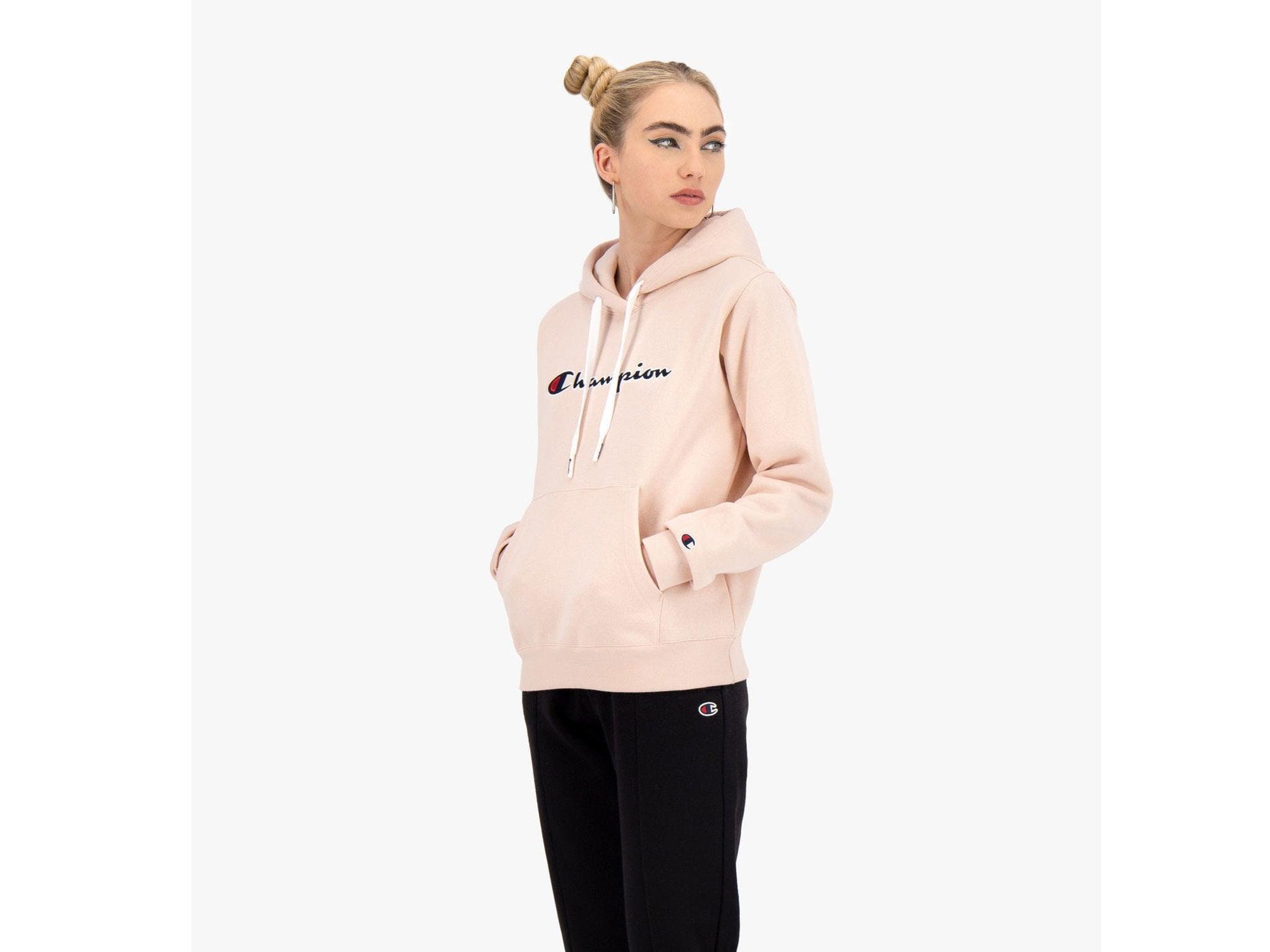 CHAMPION Felpa Cappuccio Logo Rosa 114461 - Sandrini Calzature e Abbigliamento
