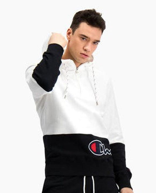CHAMPION Felpa Cappuccio Zip White Black 214205 - Sandrini Calzature e Abbigliamento