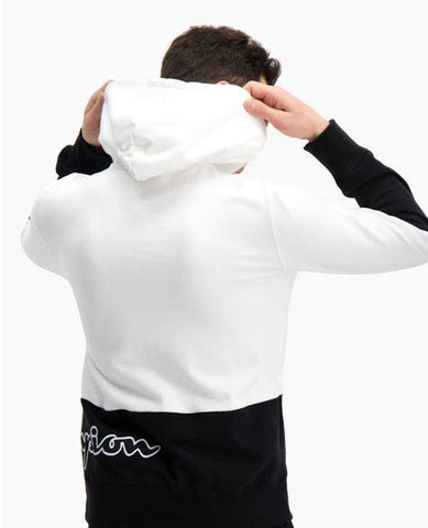 CHAMPION Felpa Cappuccio Zip White Black 214205 - Sandrini Calzature e Abbigliamento
