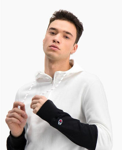 CHAMPION Felpa Cappuccio Zip White Black 214205 - Sandrini Calzature e Abbigliamento