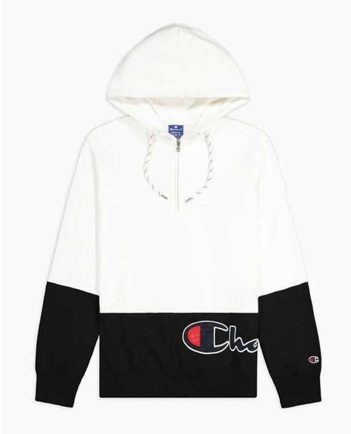 CHAMPION Felpa Cappuccio Zip White Black 214205 - Sandrini Calzature e Abbigliamento