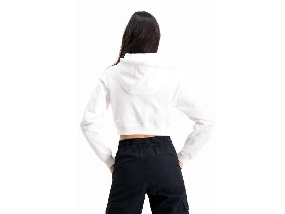 CHAMPION Felpa Hoodie Cappuccio Crop Bianco 112641 - Sandrini Calzature e Abbigliamento