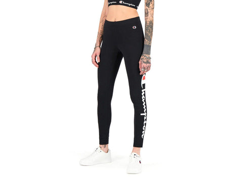 CHAMPION Leggings Logo Donna Nero Black 112857 - Sandrini Calzature e Abbigliamento