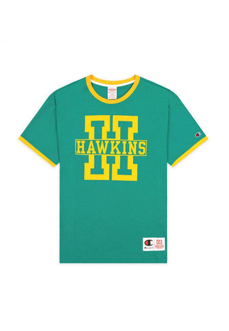 CHAMPION x STRANGER THINGS T-Shirt Hawkins Verde Giallo 217756 - Sandrini Calzature e Abbigliamento