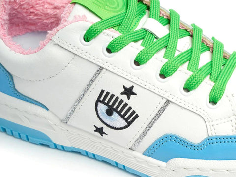 CHIARA FERRAGNI CF-1 Sneaker Donna Logo Eyelike White Blue CF2901-032 - Sandrini Calzature e Abbigliamento