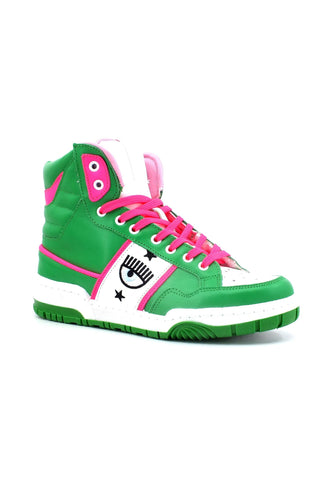 CHIARA FERRAGNI Sneaker High Donna Green Pink Fluo CF3114-078 - Sandrini Calzature e Abbigliamento