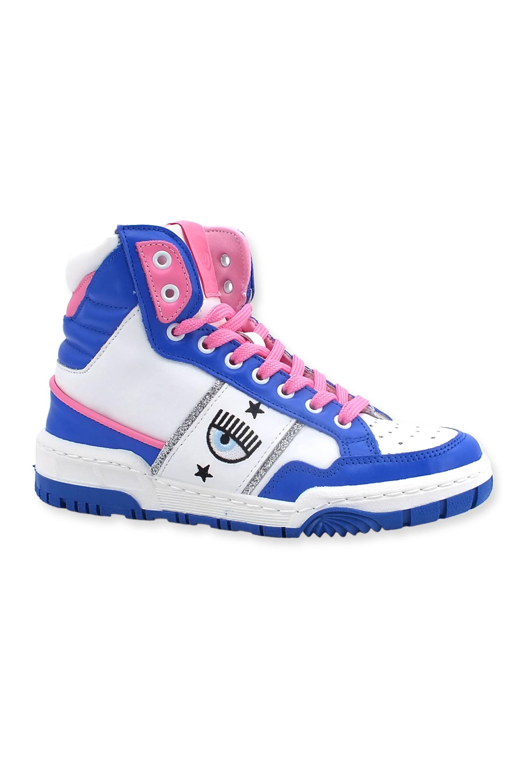 CHIARA FERRAGNI Sneaker High Donna White Blue CF3006-032 - Sandrini Calzature e Abbigliamento