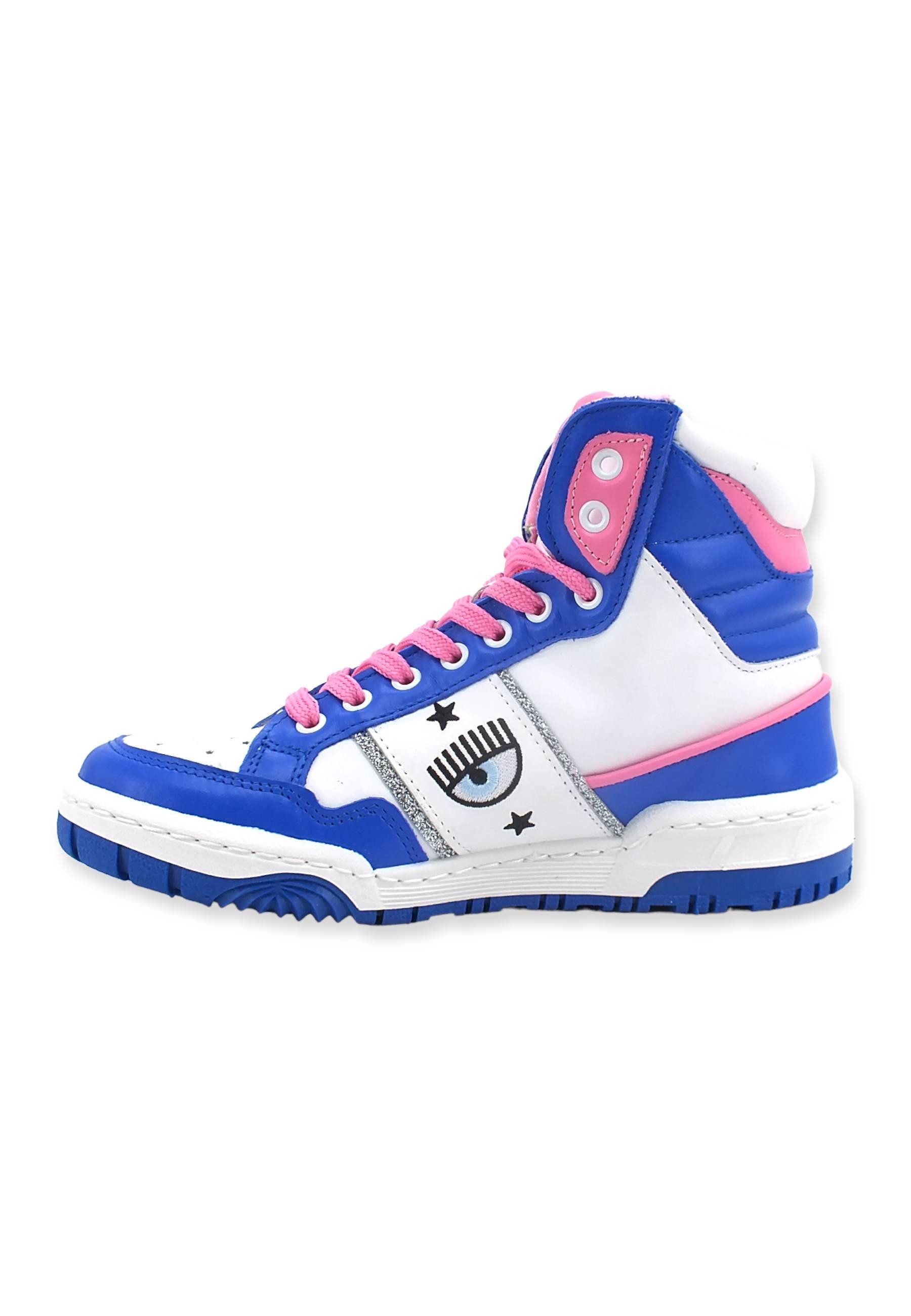 CHIARA FERRAGNI Sneaker High Donna White Blue CF3006-032 - Sandrini Calzature e Abbigliamento