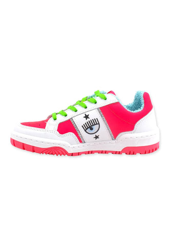 CHIARA FERRAGNI Sneaker Low Donna Bianco Pink Fluo CF3002-037 - Sandrini Calzature e Abbigliamento