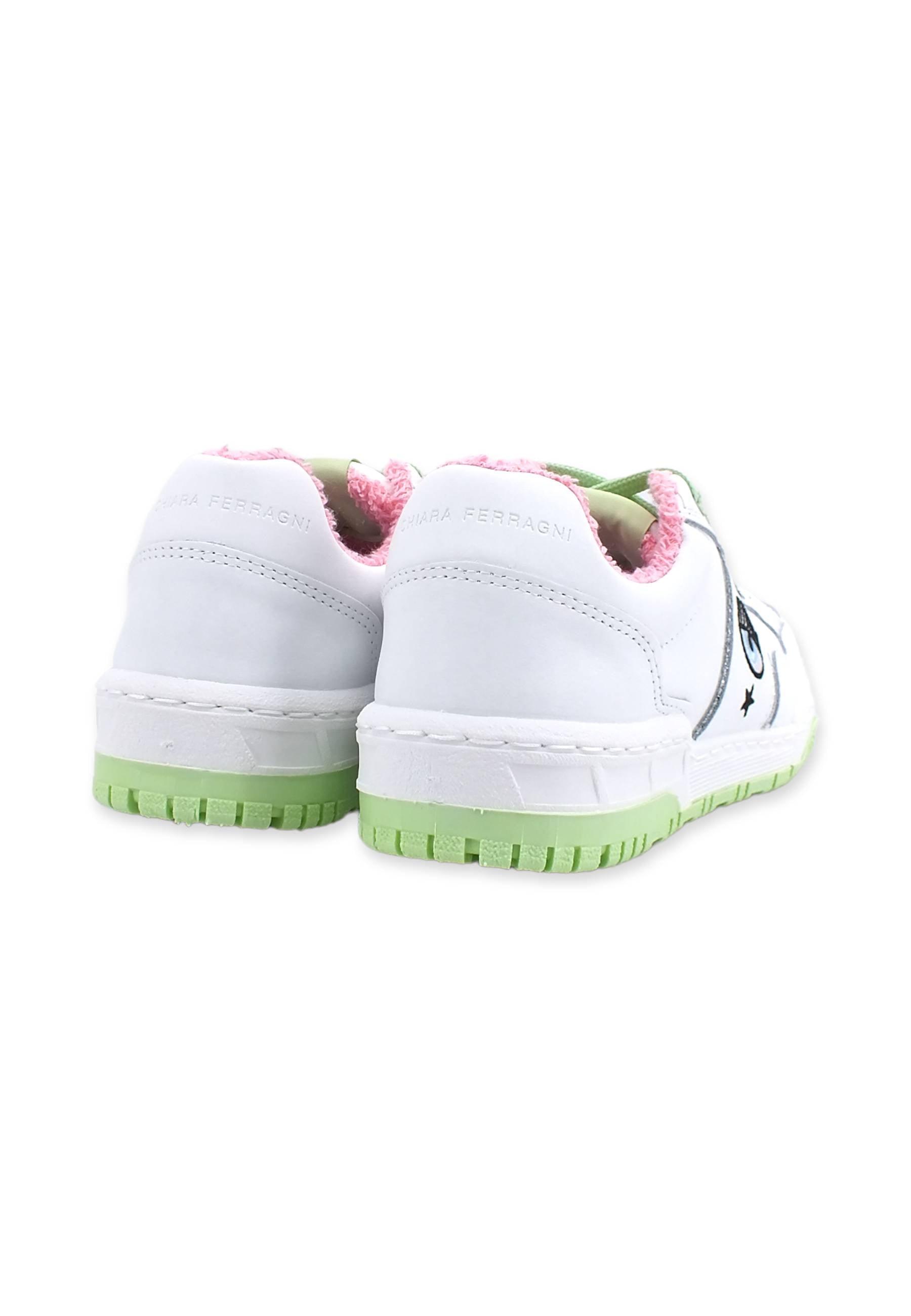 CHIARA FERRAGNI Sneaker Low Donna White Light Green CF3003-159 - Sandrini Calzature e Abbigliamento