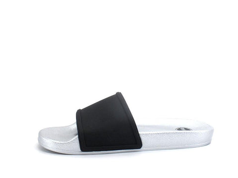 COLMAR Slipper Plain Ciabatta Bicolor Logo Black Silver SLIPPERPLAIN139 - Sandrini Calzature e Abbigliamento