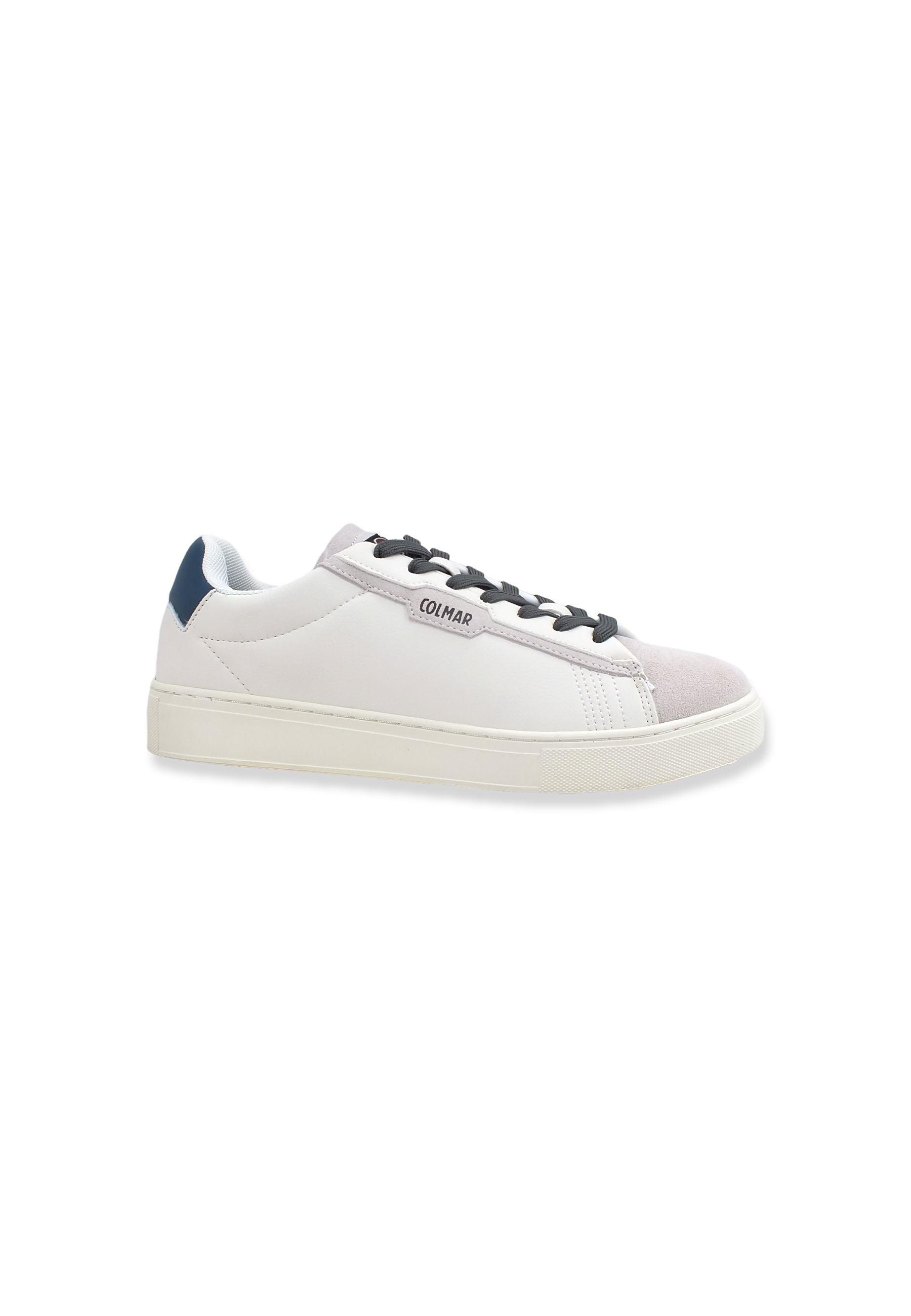COLMAR Sneaker Uomo White Steel Blue BATES PLAIN - Sandrini Calzature e Abbigliamento