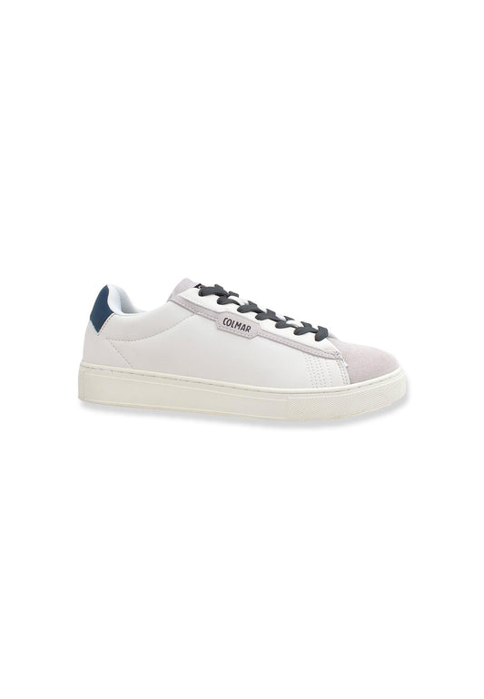 COLMAR Sneaker Uomo White Steel Blue BATES PLAIN - Sandrini Calzature e Abbigliamento