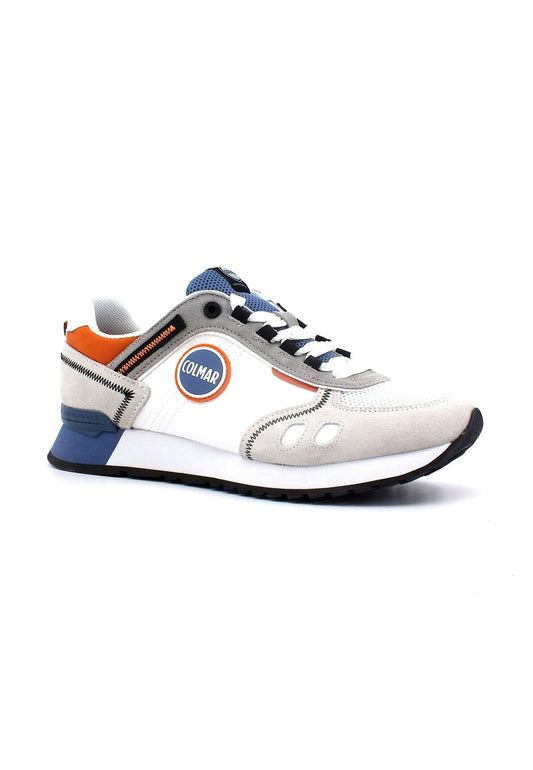 COLMAR Sneaker Uomo White Steel Blue Orange TRAVIS SPORT COLORS-053 - Sandrini Calzature e Abbigliamento