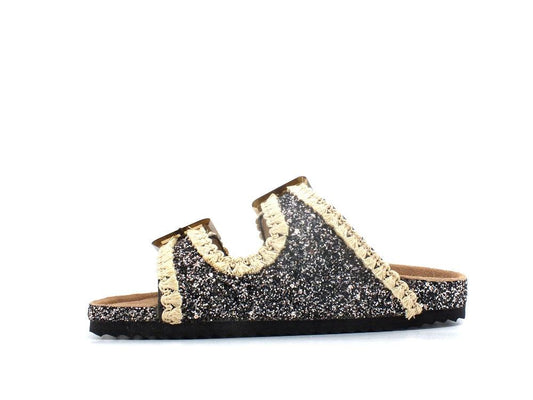 COLORS OF CALIFORNA Ciabatta 2 Fibbie Glitter Nero - Sandrini Calzature e Abbigliamento