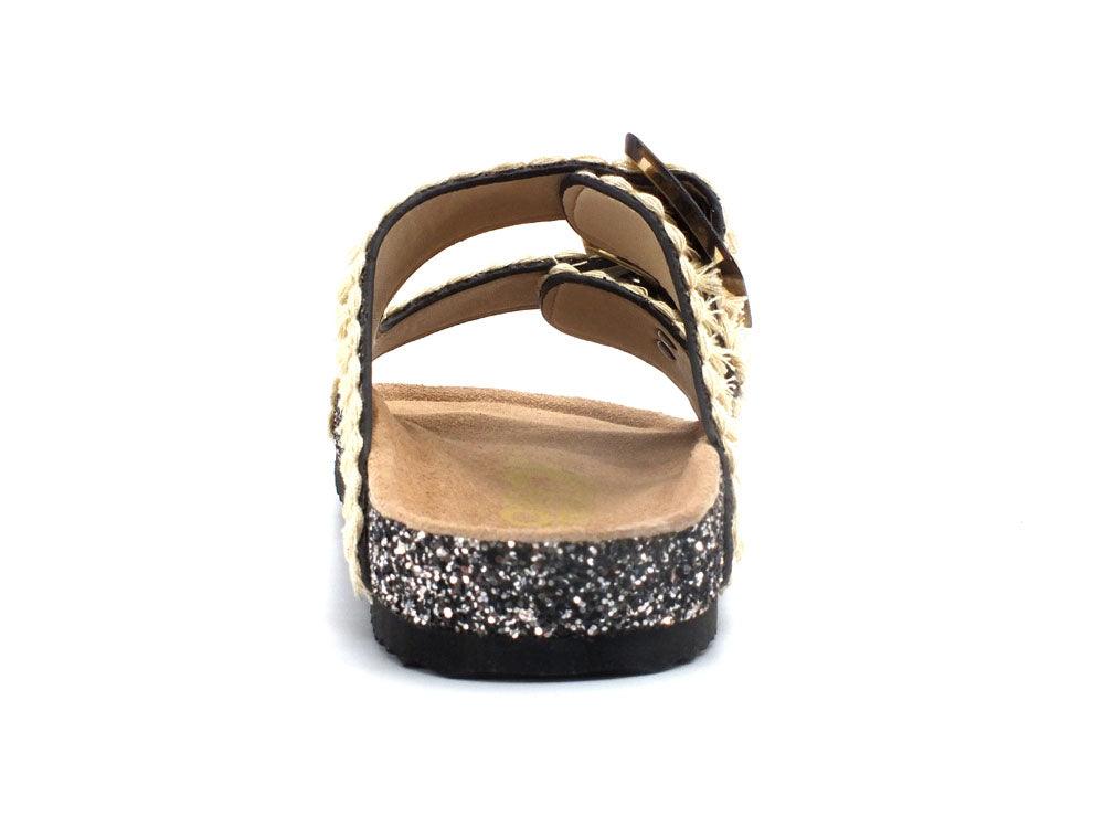COLORS OF CALIFORNA Ciabatta 2 Fibbie Glitter Nero - Sandrini Calzature e Abbigliamento