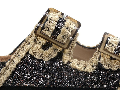 COLORS OF CALIFORNA Ciabatta 2 Fibbie Glitter Nero - Sandrini Calzature e Abbigliamento