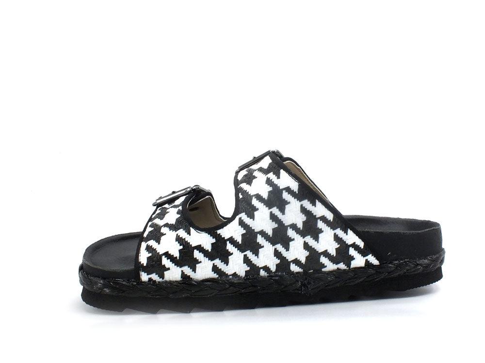 COLORS OF CALIFORNA Ciabatta 2 Fibbie Pied De Poule Nero - Sandrini Calzature e Abbigliamento