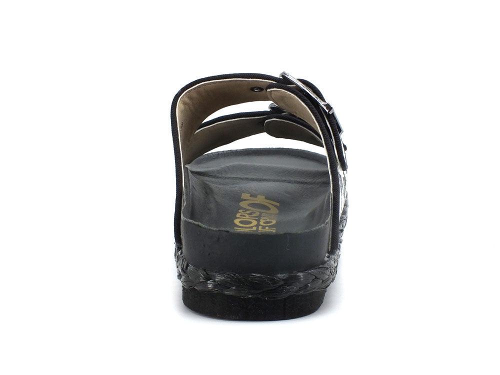 COLORS OF CALIFORNA Ciabatta 2 Fibbie Pied De Poule Nero - Sandrini Calzature e Abbigliamento