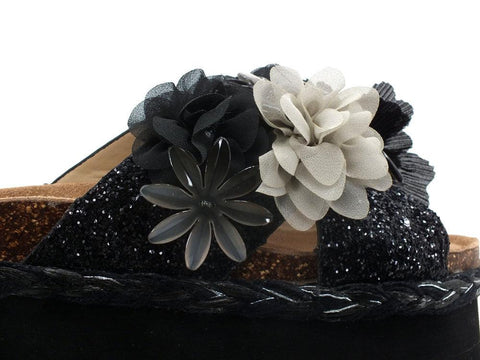 COLORS OF CALIFORNA Ciabatta Platform Glitter Fiore Nero - Sandrini Calzature e Abbigliamento