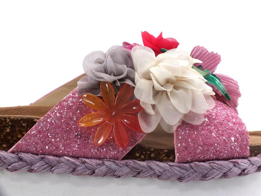 COLORS OF CALIFORNA Ciabatta Platform Glitter Fiore Rosa Lilla - Sandrini Calzature e Abbigliamento