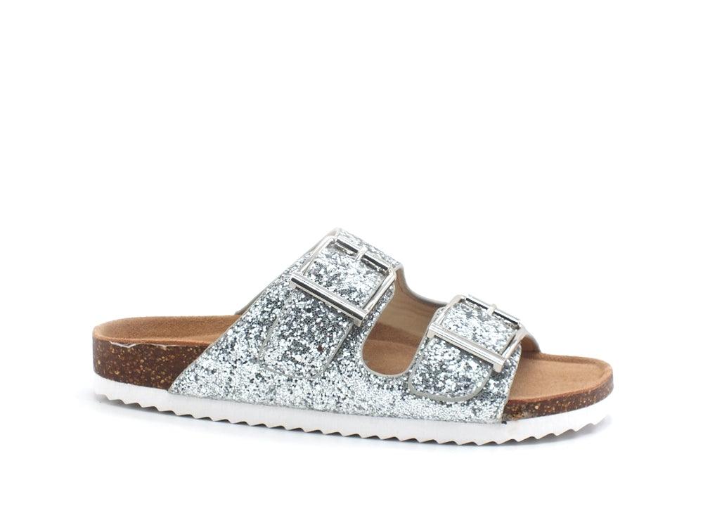 COLORS OF CALIFORNIA Ciabatta Fibbie Glitter Silver HC.BIO035 - Sandrini Calzature e Abbigliamento