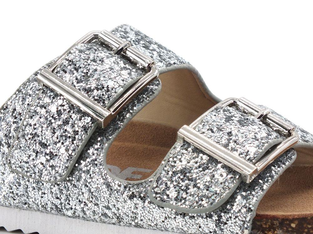 COLORS OF CALIFORNIA Ciabatta Fibbie Glitter Silver HC.BIO035 - Sandrini Calzature e Abbigliamento