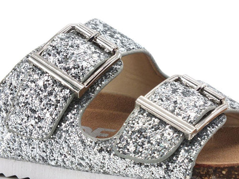 COLORS OF CALIFORNIA Ciabatta Fibbie Glitter Silver HC.BIO035 - Sandrini Calzature e Abbigliamento