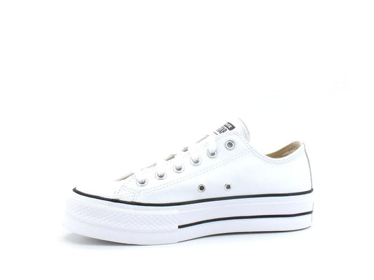 CONVERSE C.T. All Star Lift Ox Sneaker Leather White Black 561680C - Sandrini Calzature e Abbigliamento