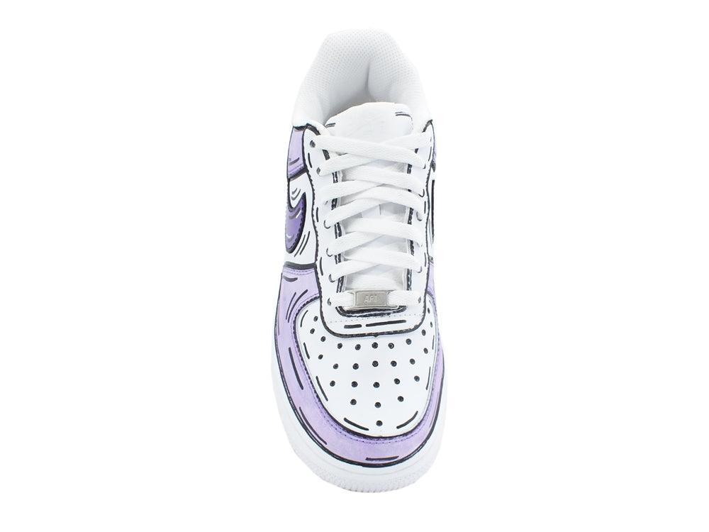 CUSTOM / NIKE Air Force 1 Sneaker AF1 Cartoon Comics White Lilac Purple 315115-112 - Sandrini Calzature e Abbigliamento