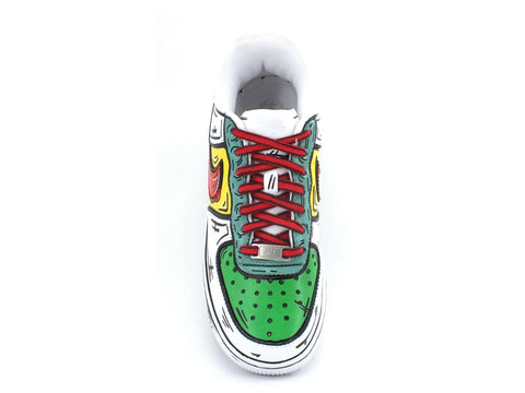 CUSTOM / Nike Air Force 1 Sneaker Donna AF1 Cartoon Comics White Red Green 315115-112 - Sandrini Calzature e Abbigliamento