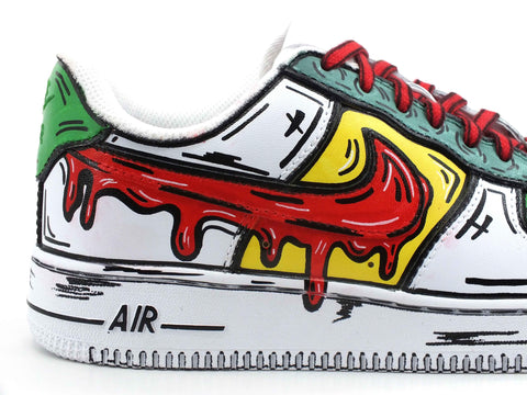 CUSTOM / Nike Air Force 1 Sneaker Donna AF1 Cartoon Comics White Red Green 315115-112 - Sandrini Calzature e Abbigliamento