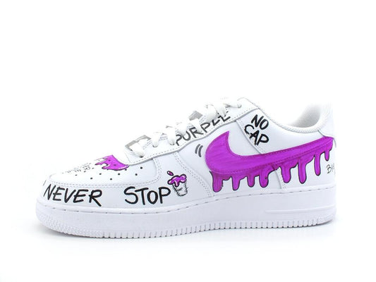 CUSTOM / Nike Air Force 1 Sneaker Uomo AF1 Graffiti Style White Violet - Sandrini Calzature e Abbigliamento