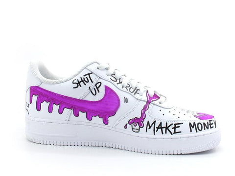 CUSTOM / Nike Air Force 1 Sneaker Uomo AF1 Graffiti Style White Violet - Sandrini Calzature e Abbigliamento