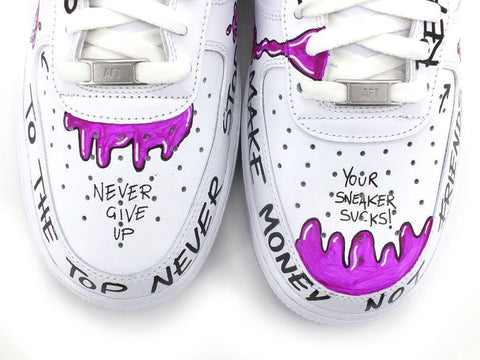 CUSTOM / Nike Air Force 1 Sneaker Uomo AF1 Graffiti Style White Violet - Sandrini Calzature e Abbigliamento