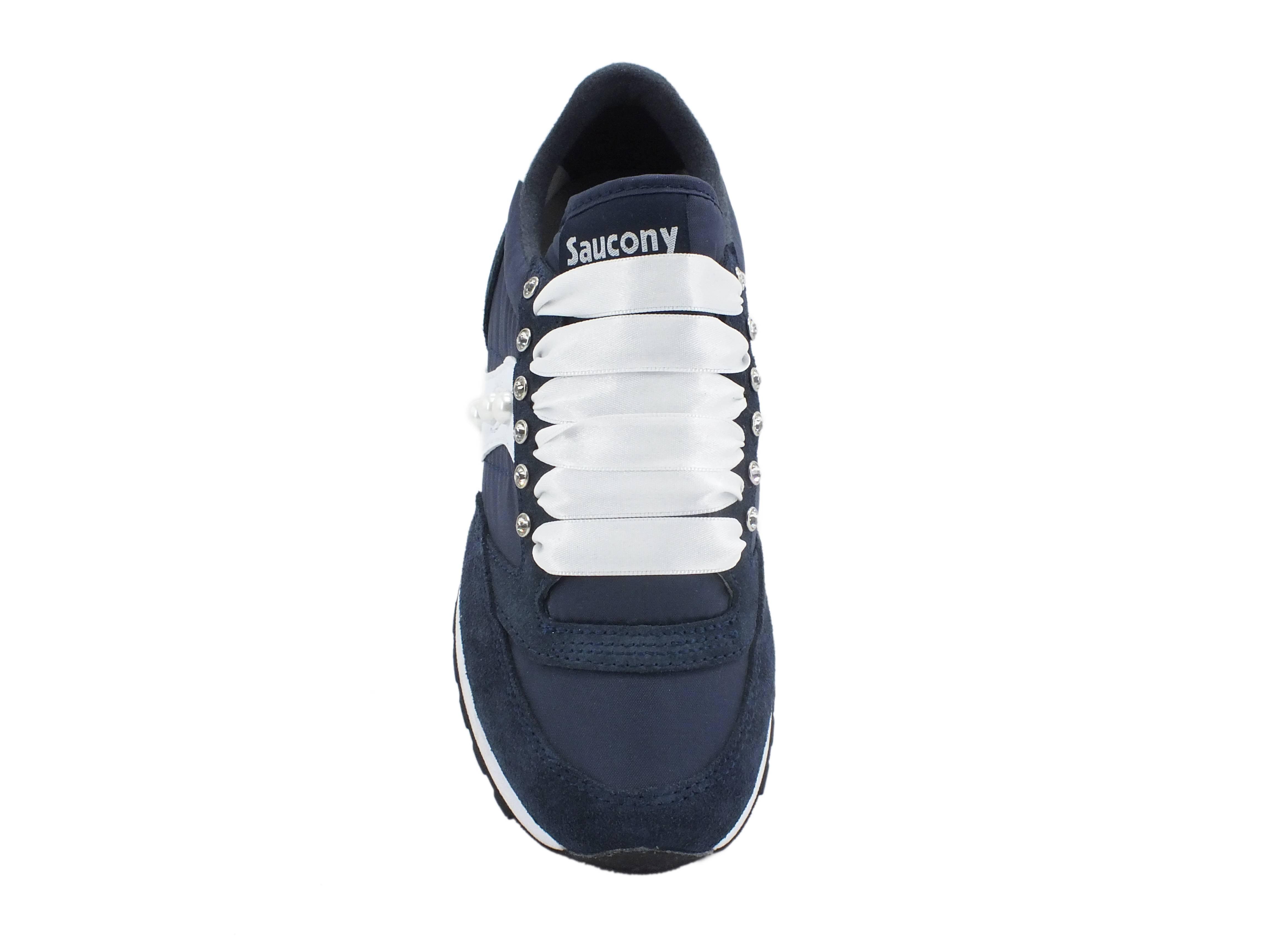 CUSTOM / SAUCONY Jazz Original Sneaker Borchie Studs Navy White S1044-316 - Sandrini Calzature e Abbigliamento